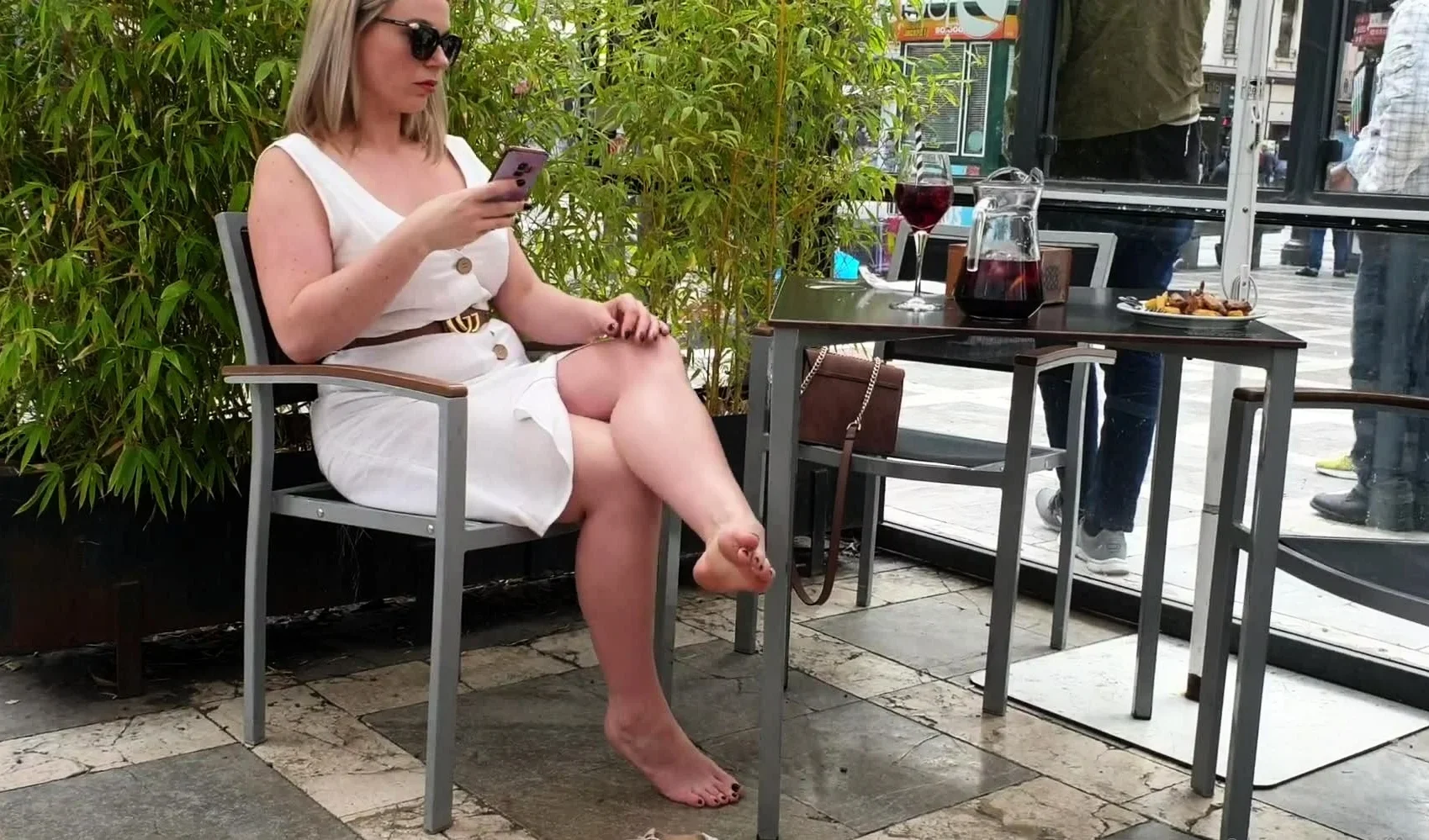 Blonde in stockings foot fetish and pussy pounding