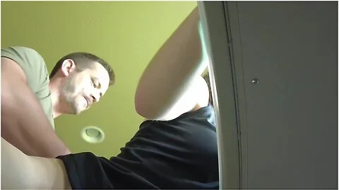 Fucked While Working From Home, Standing At Desk. Below View!