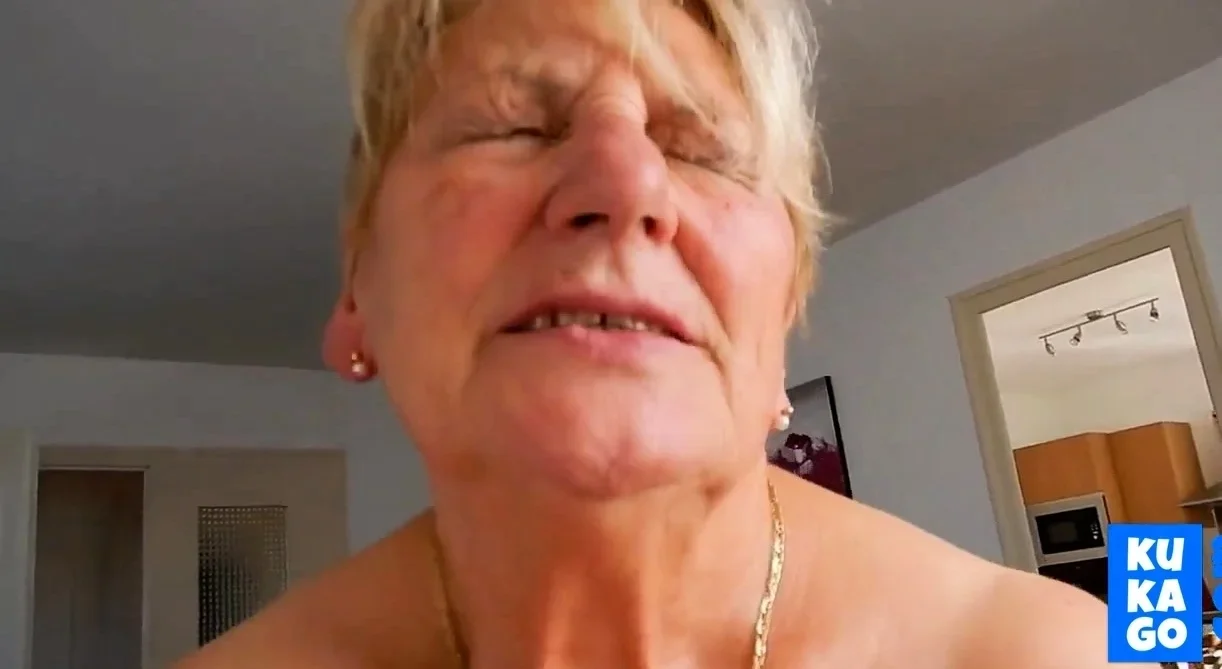 Grandma rides hubby and tries not to moaning