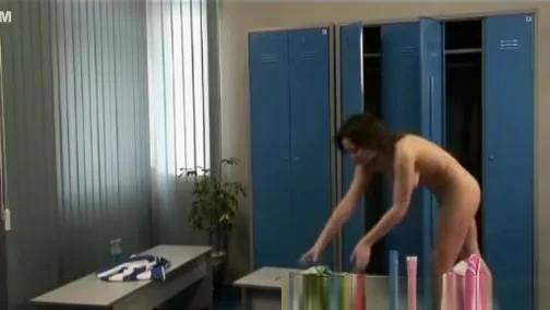 girl stripping after swim