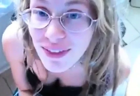 Cute blonde teen gives a hot handjob and a blowjob
