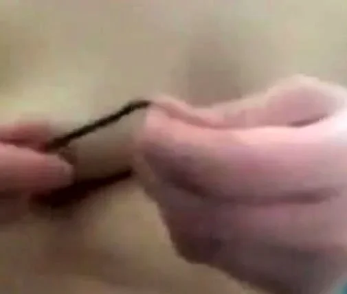 Mature playing with extreme big nipples