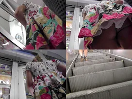 Hot upskirt footage of a girl wearing a sexy thong