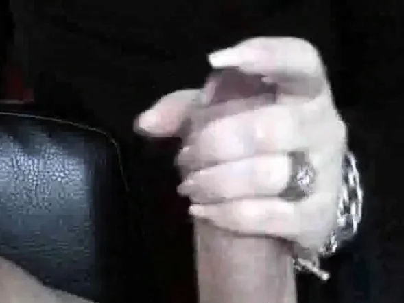 Long nails teasing monster cock