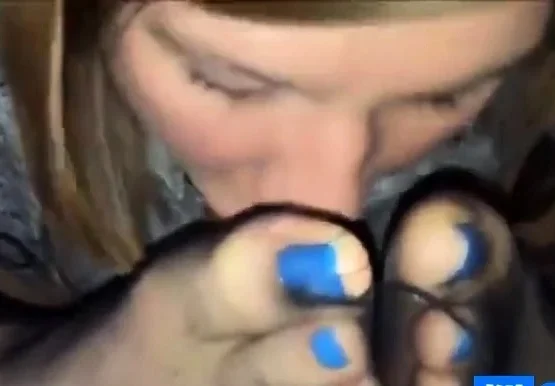 Amateur nylon footjob and blowjob  - not mine found on web