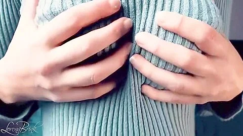 Big Tits, Playing, Teasing, In A Tight, Knitted Sweater