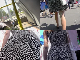 Hot thong upskirt clip of an auburn-haired lassie
