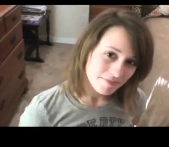 Cute dark blonde girl sucks dick and gags on older guys cum