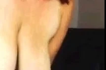 Sexy Redhead BBW MILF dildoes while standing