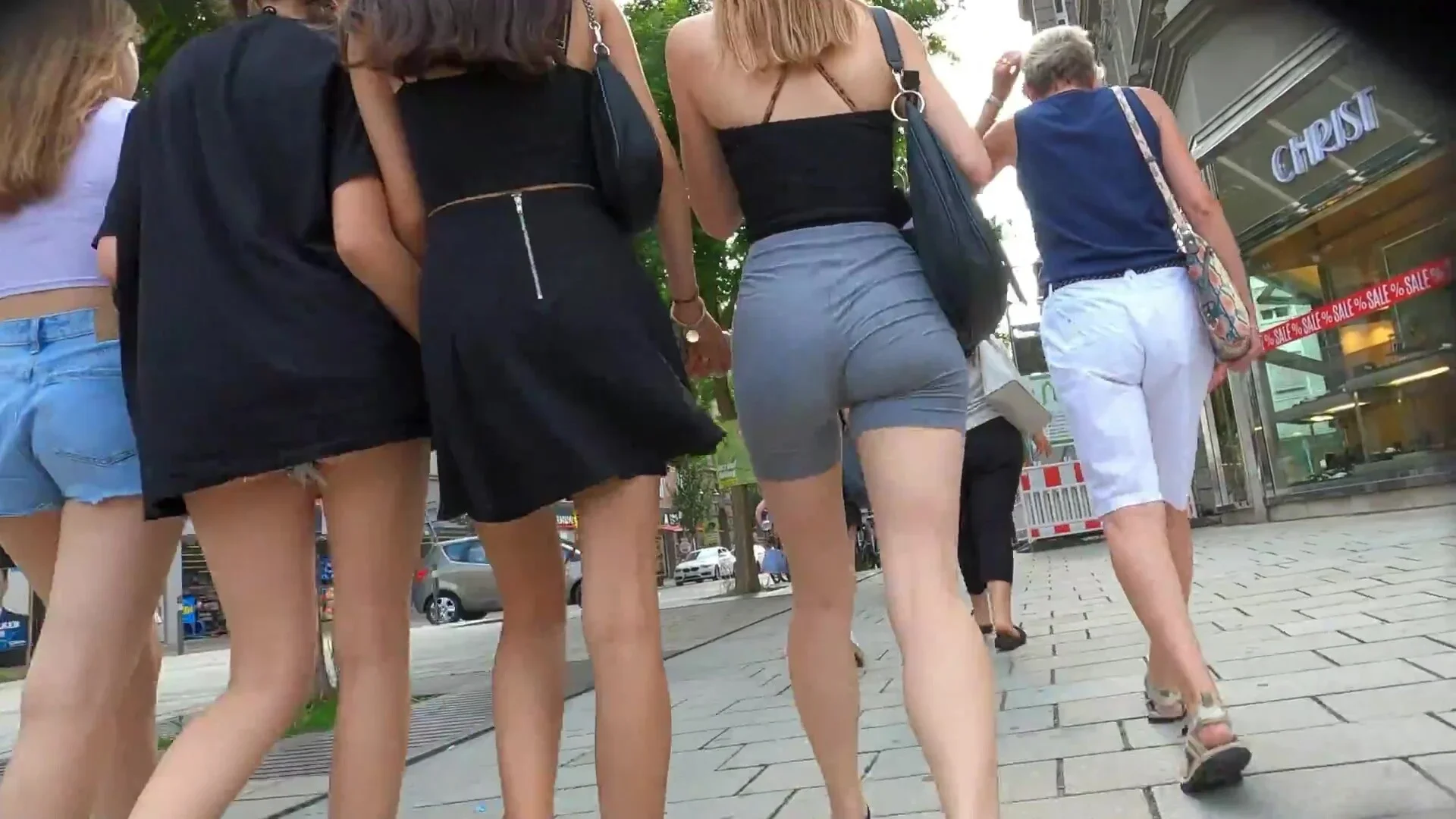 Sisters walking in the city