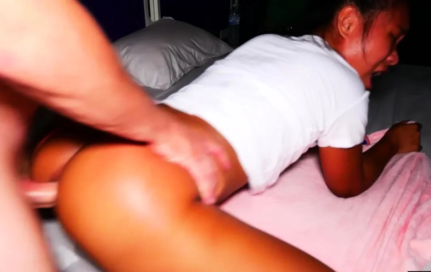 After masturbation Asian got fucked hard