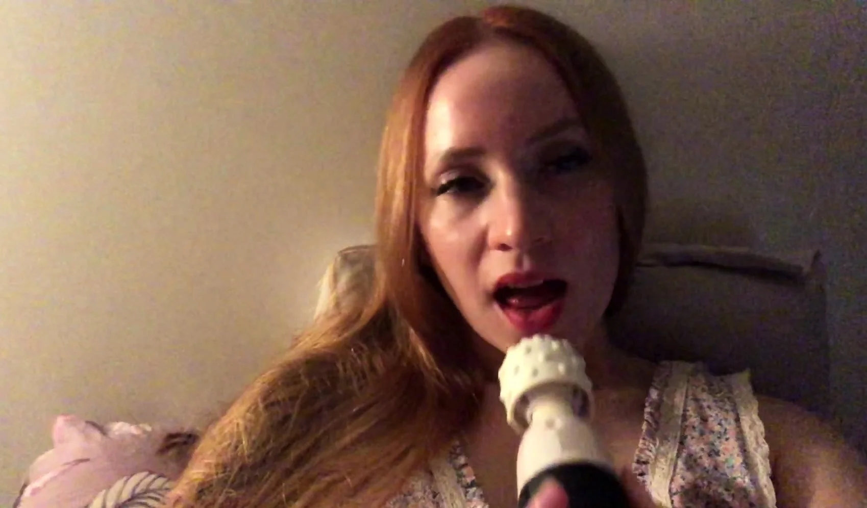 Busty Redhead MILF in a Corset Plays Solo