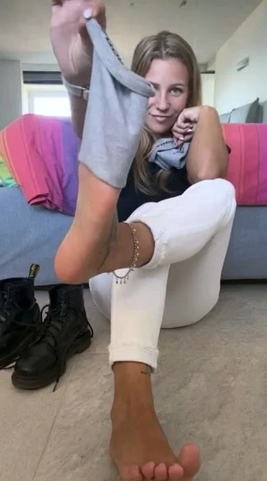 Blonde in stockings foot fetish and pussy pounding