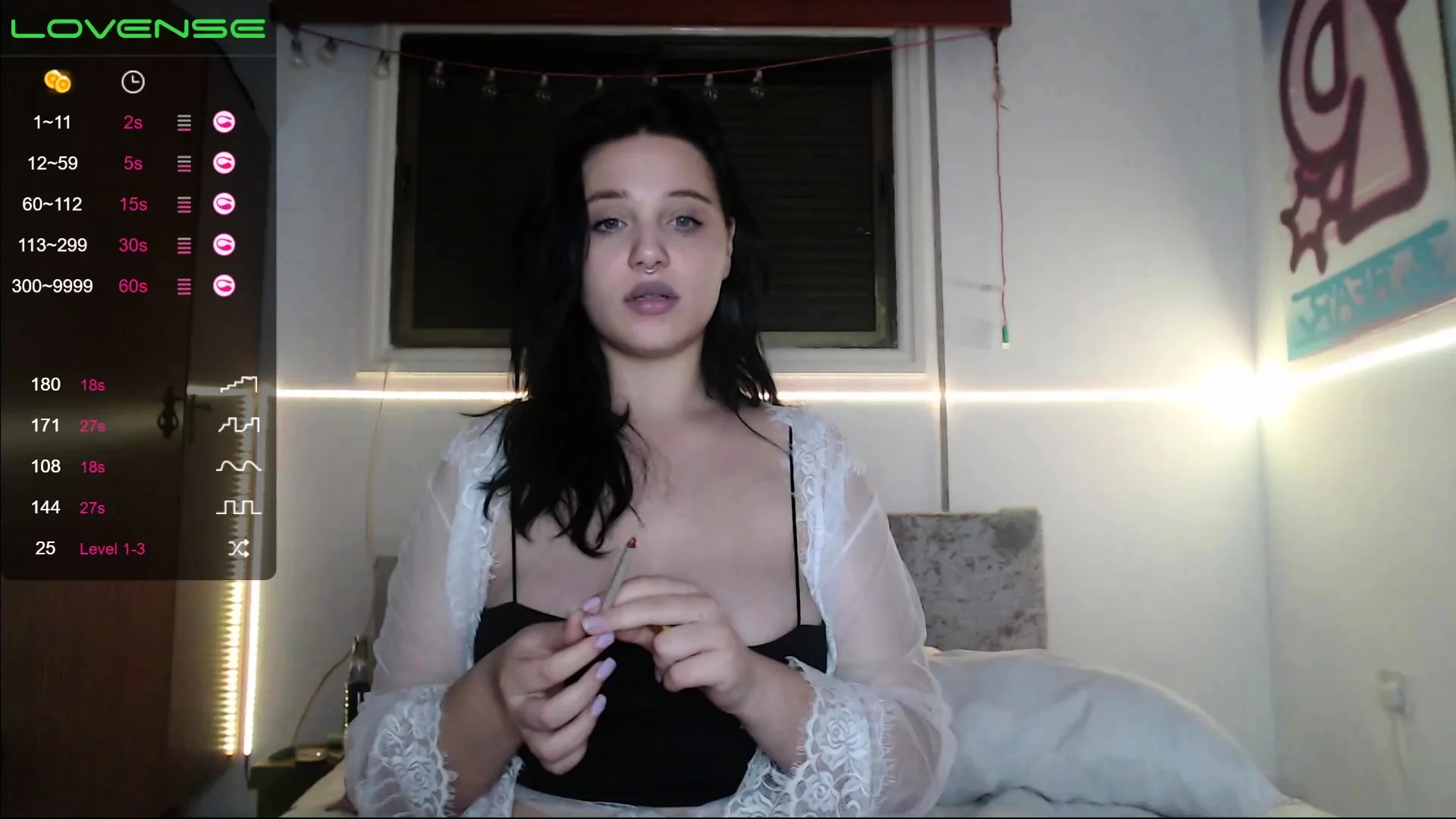 Busty curly brunette with big boobs fucks on couch