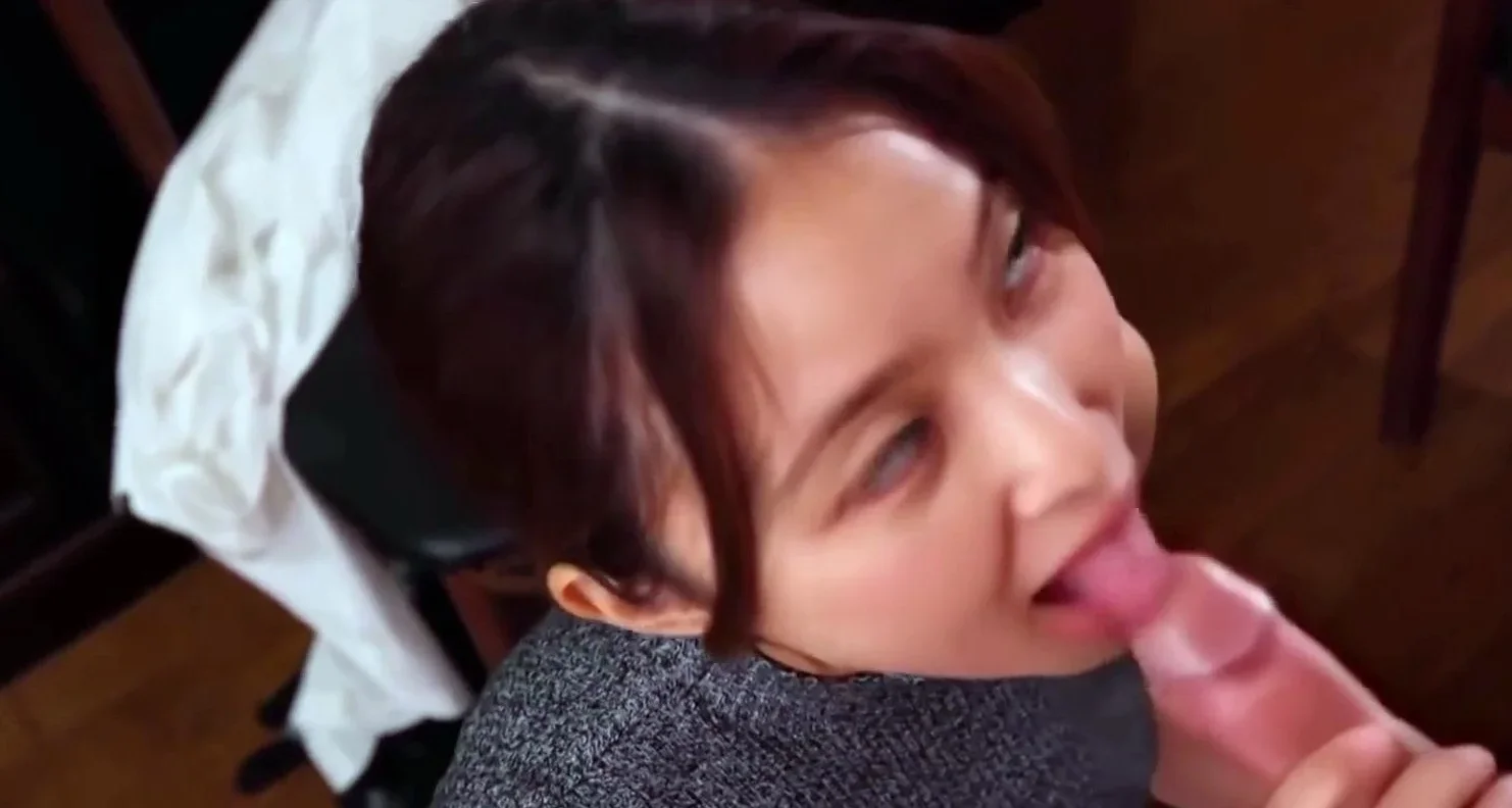 pretty japanese gives handjob and blowjob
