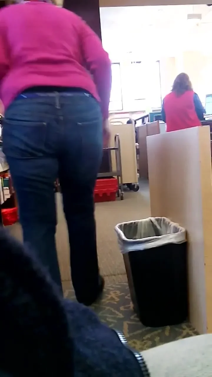 candid librarian jeans ass