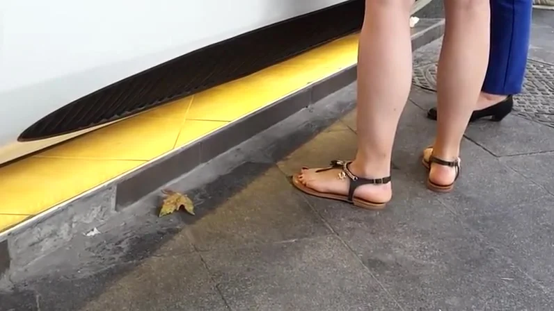 girl sexy long feets red pedicured toes
