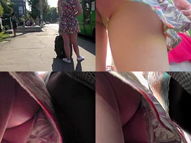 Breathtaking upskirt shot of skinny ass gal in g-string