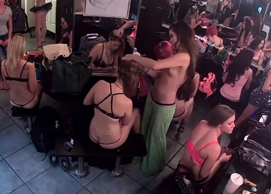 Bunch of strippers hanging out in the dressing room