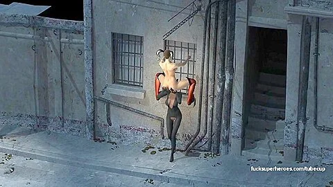 Catwoman shows harley`s pretty kitty a little attention