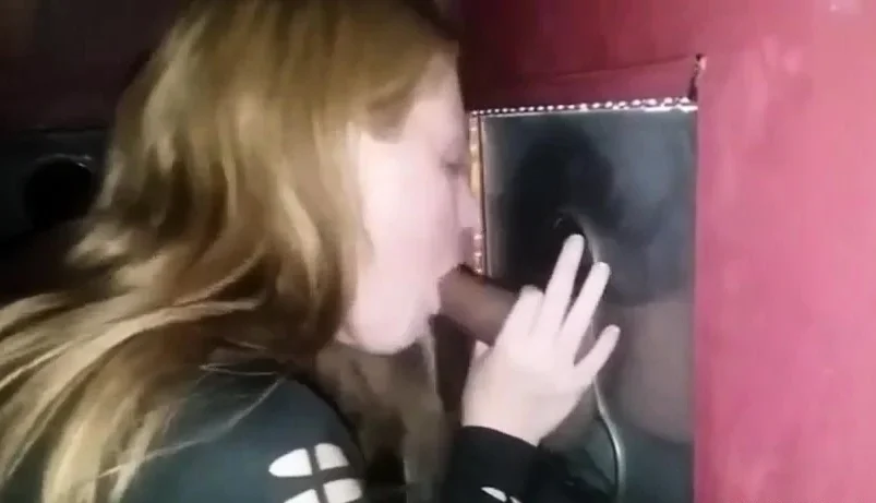 Glory hole blowjob busty amateur blonde fucking in stall