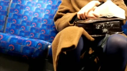 Long brown coat, Blue Tights