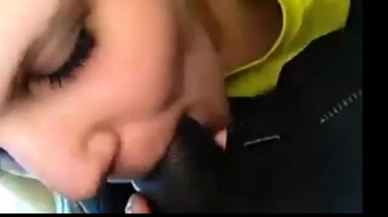 Interracial blowjob in car cum in mouth