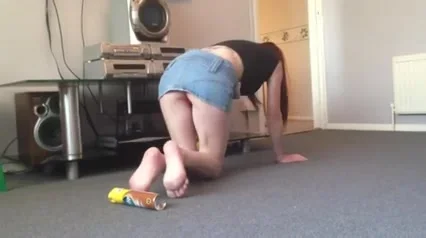 Girl cleaning upskirt