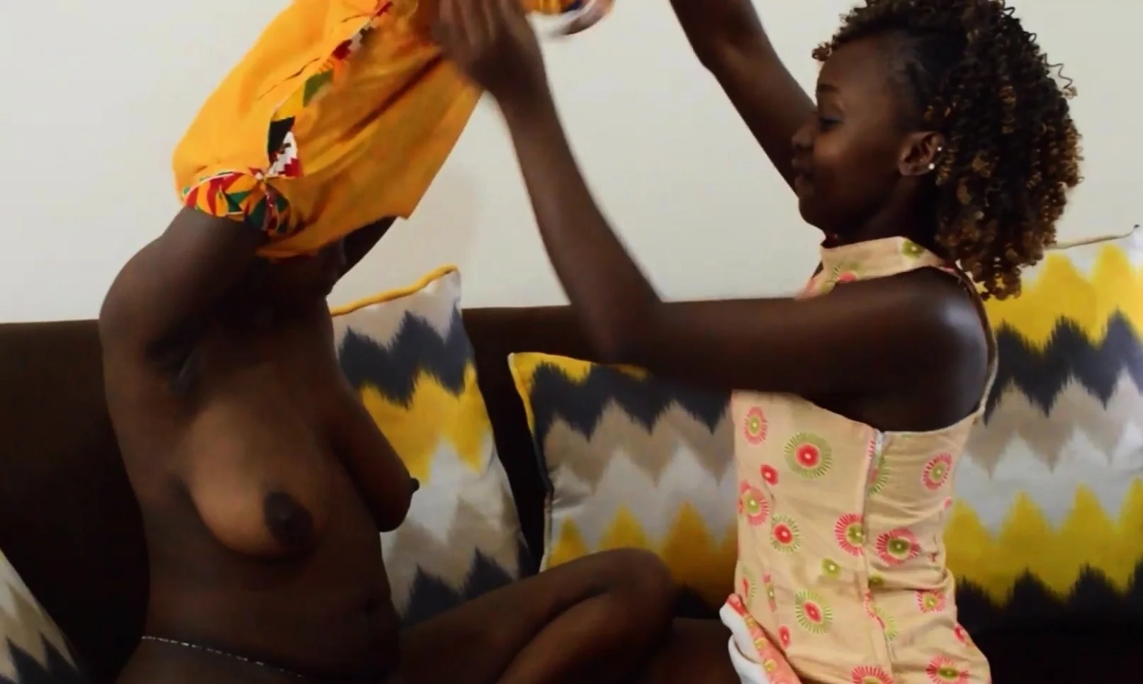 African lesbian prepared GF for huge toy
