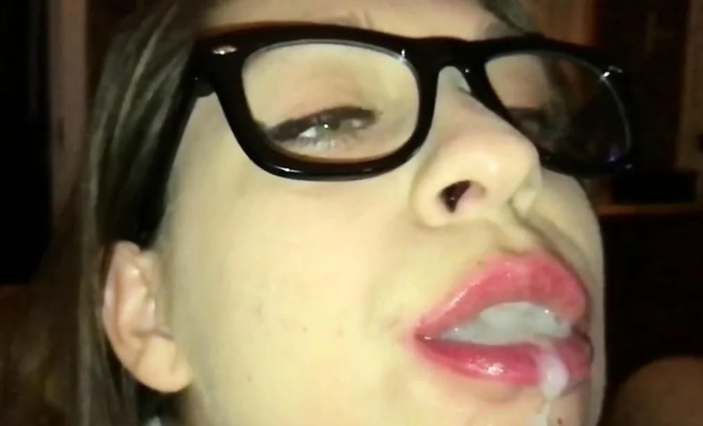Homemade cum on tongue and swallow