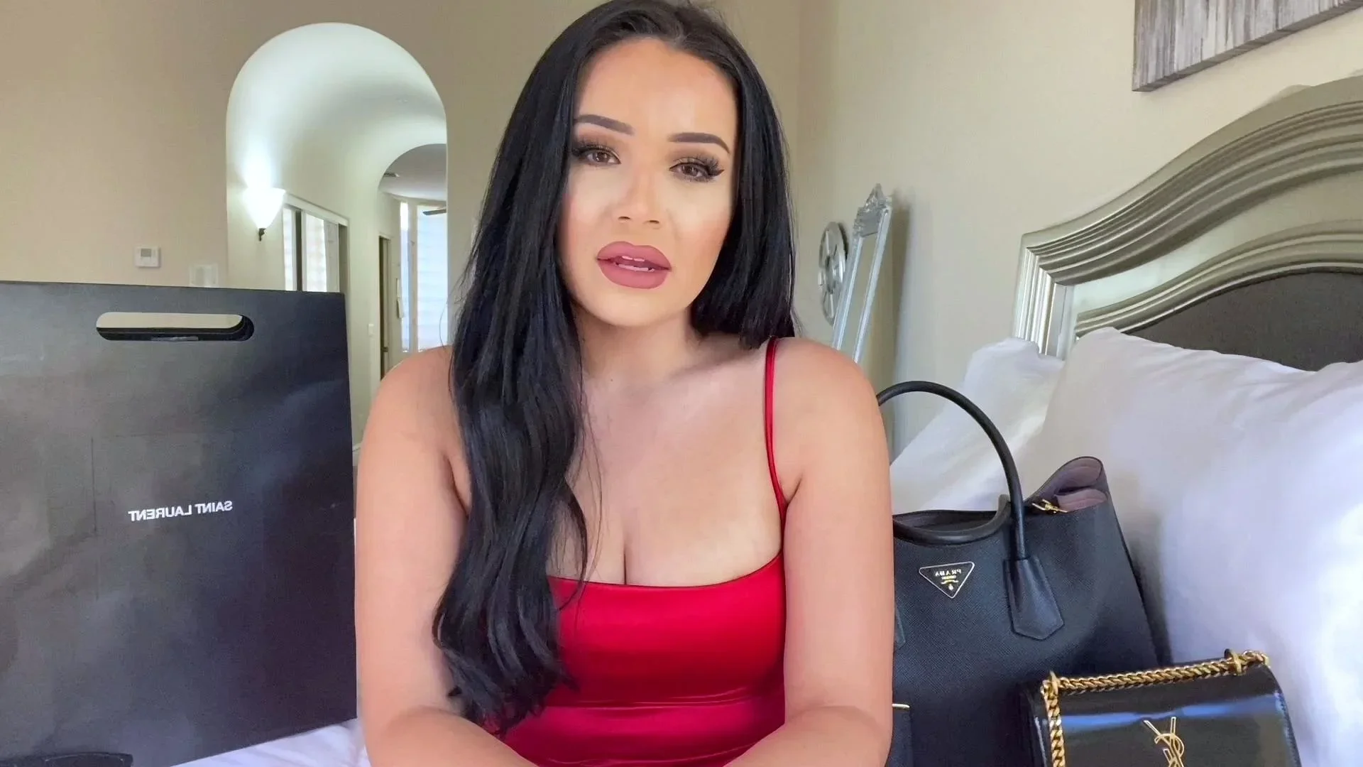 Russian brunette with big boobs in lingerie