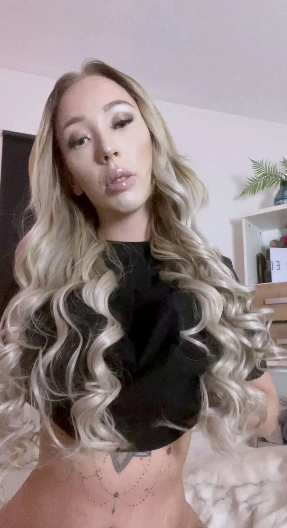 Sexy Blonde Babe With Big Boobs Strips Bra