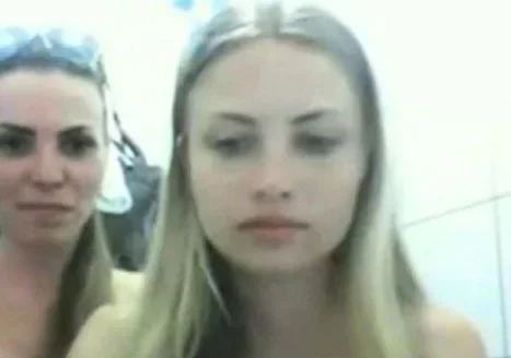 Two hotties teasing in public bathroom part 2