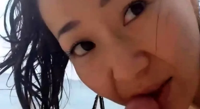 Asian Amateur Slut Sucks Off at the Beach You're Salty