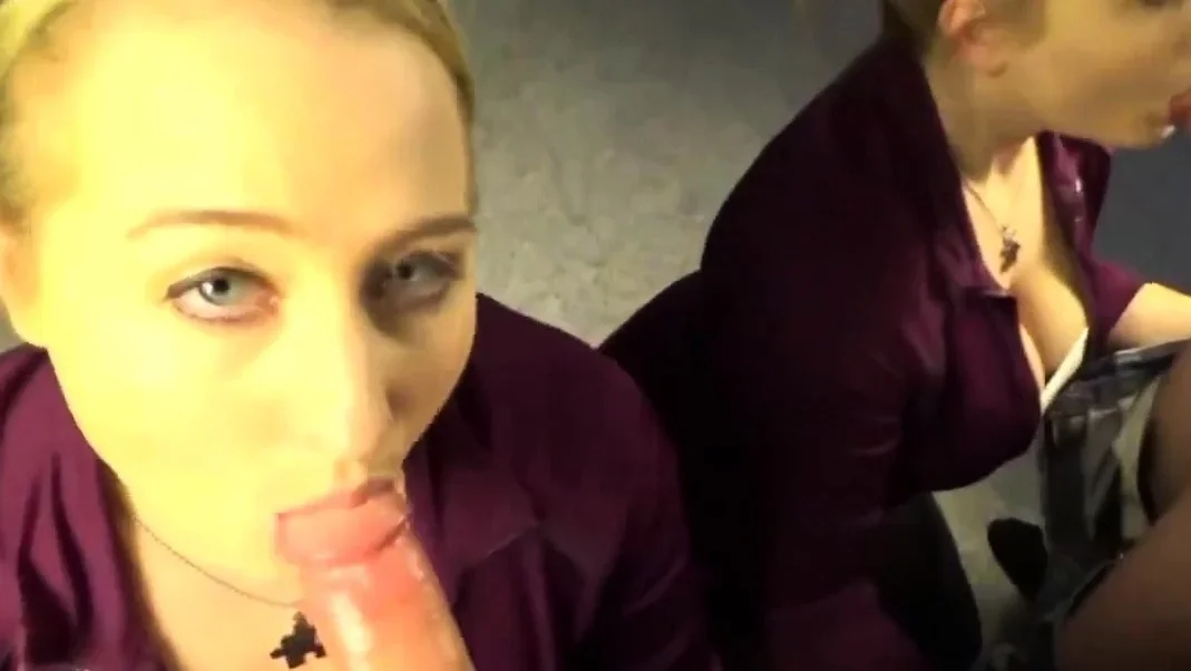 Double vision-blonde girl's dripping salivating deepthroat