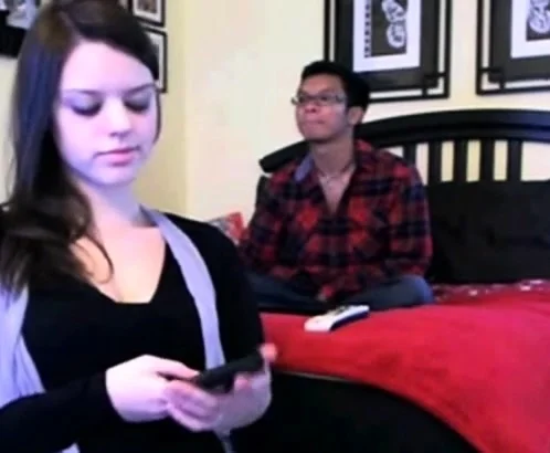 Teen show on webcam in front of her boyfriend