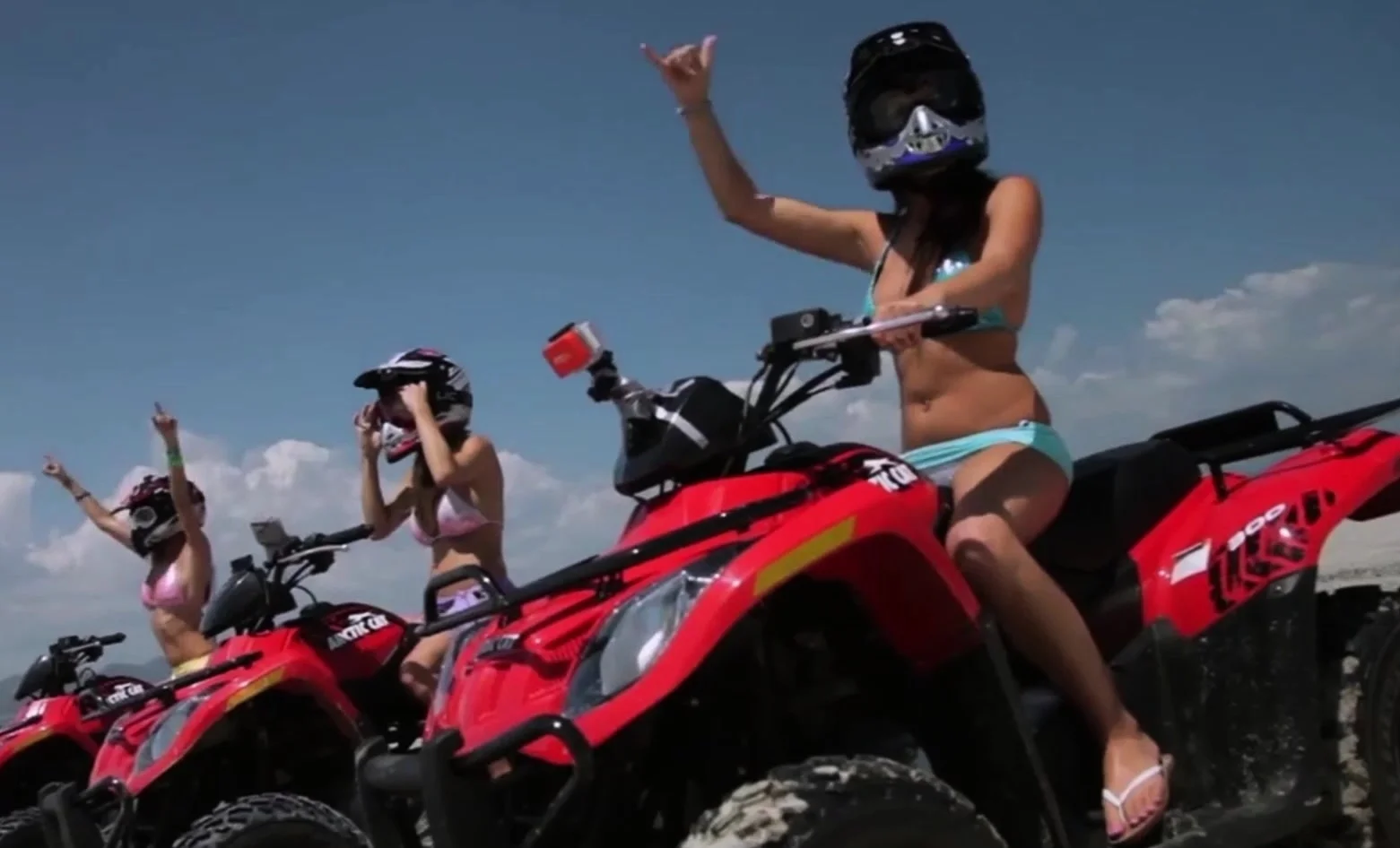Busty naked badass babes riding on quads