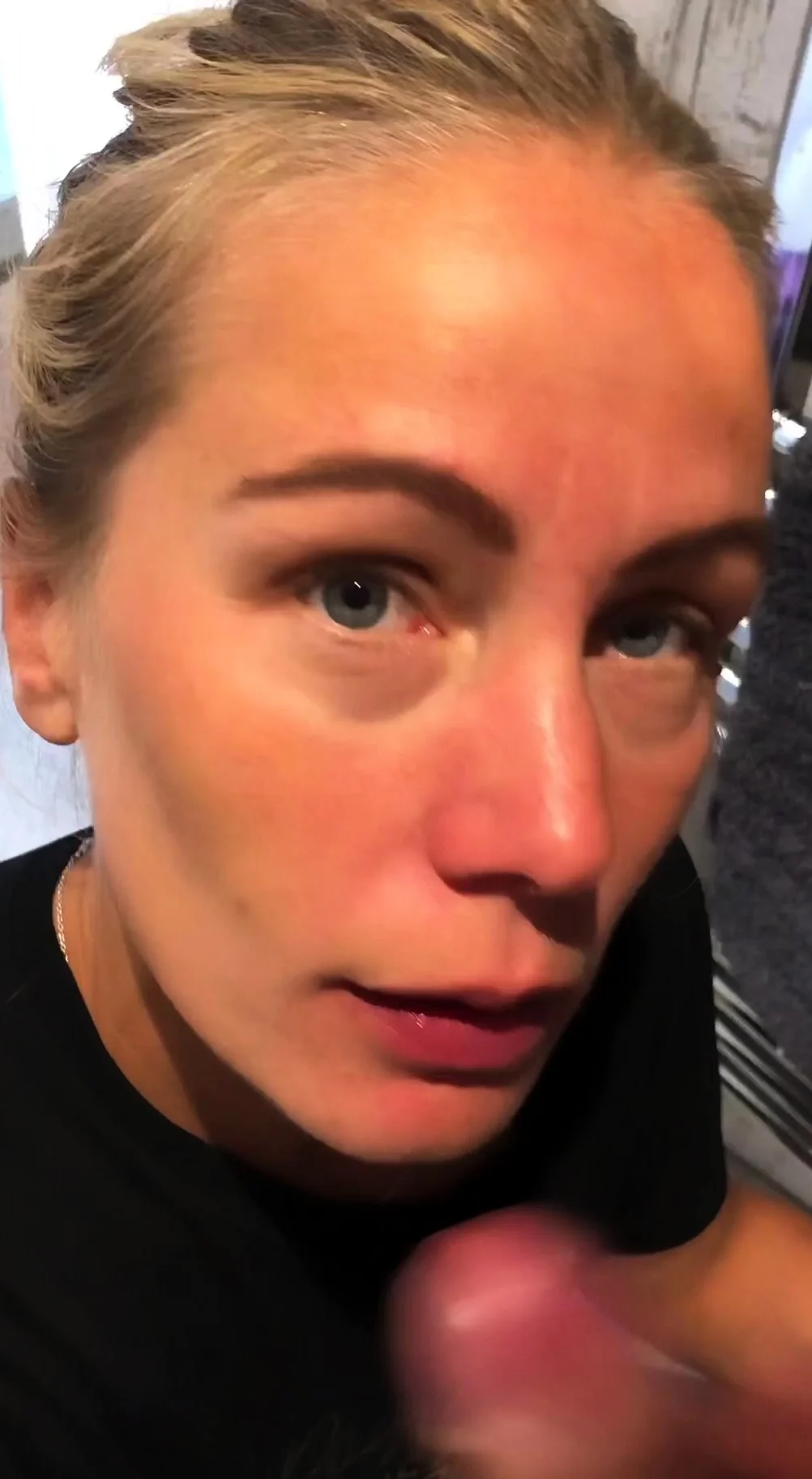 Blonde teen gives handjob and blowjob