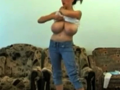 Amateur with giant boobs dancing