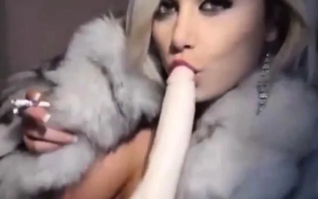 Trisha Annabelle smoking on webcam fur coat