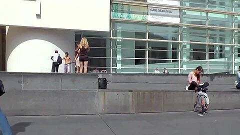 Clamped nipples Euro babe fucked in public