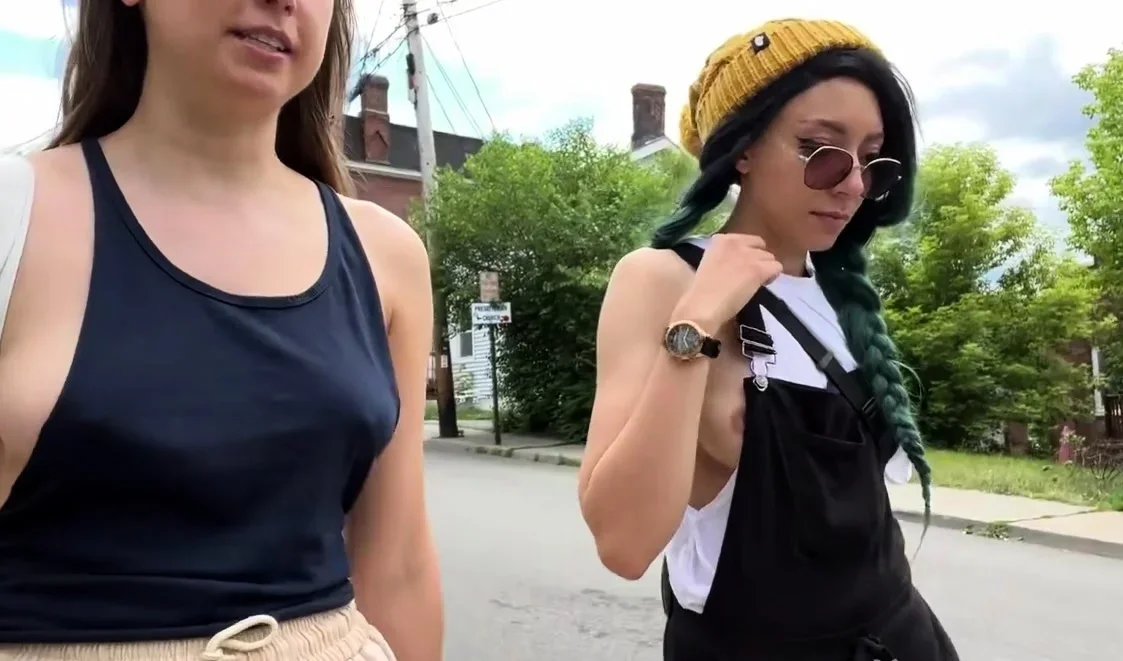 Small titted lesbians from Holland have fun outdoors