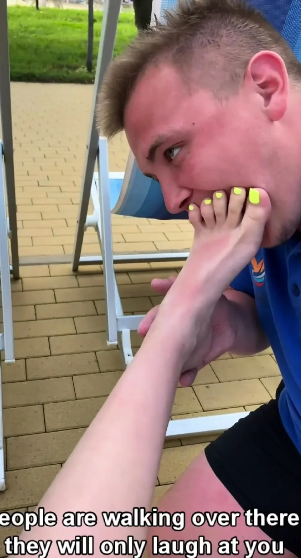 Foot fetish rimming for blonde outdoors