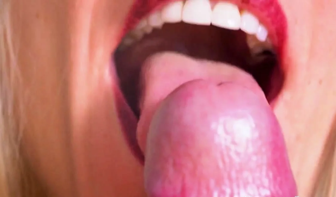 Sensual tongue teasing blowjob