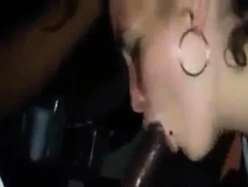 White girl sucks a strangers black cock after party
