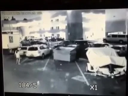 Surveillance camera films the desperate girl taking a piss