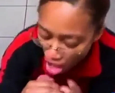 Black Store Clerk sucks white cock on the job Ebony