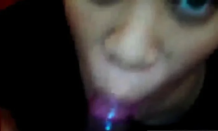 Green eyed ebony gets facefucked