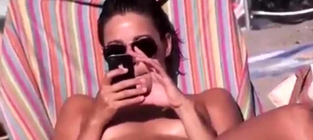 Nude Beach - Short Hair Brunette Babe Spreads