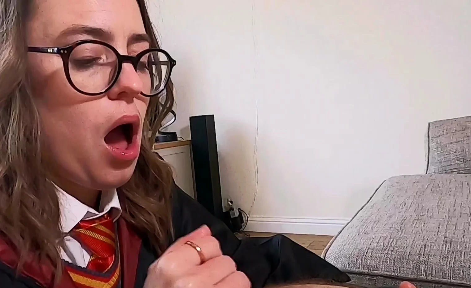 Real dutch brunette slut is giving blowjob and handjob